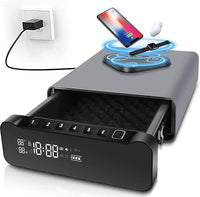 VAULTO™ NightGuard Pro™ — Biometric Fingerprint Gun Safe | 3-in-1 Wireless Charging | Clock + Alarm | Humidity Monitor
