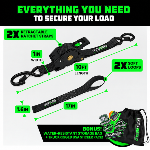 GripHold Pro™ — Heavy-Duty Self-Retracting Ratchet Straps