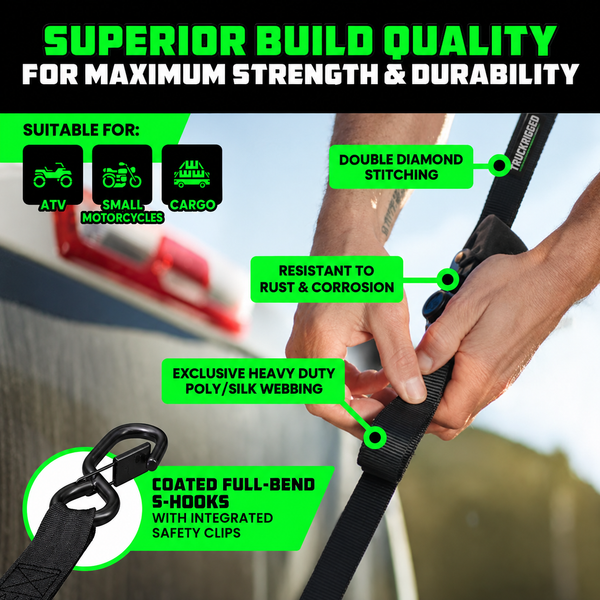 GripHold Pro™ — Heavy-Duty Self-Retracting Ratchet Straps