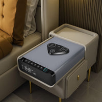 VAULTO™ NightGuard Pro™ — Biometric Fingerprint Gun Safe | 3-in-1 Wireless Charging | Clock + Alarm | Humidity Monitor