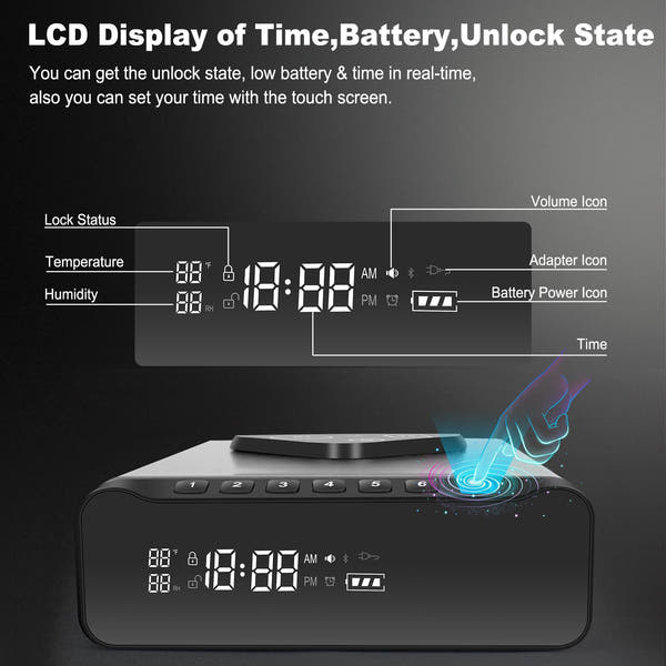 VAULTO™ NightGuard Pro™ — Biometric Fingerprint Gun Safe | 3-in-1 Wireless Charging | Clock + Alarm | Humidity Monitor