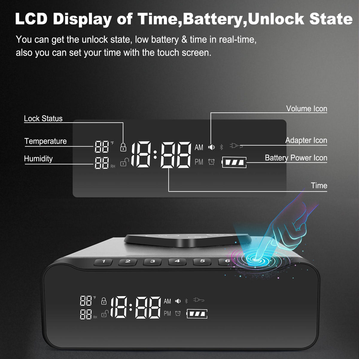VAULTO™ NightGuard Pro™ — Biometric Fingerprint Gun Safe | 3-in-1 Wireless Charging | Clock + Alarm | Humidity Monitor