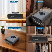 VAULTO™ NightGuard Pro™ — Biometric Fingerprint Gun Safe | 3-in-1 Wireless Charging | Clock + Alarm | Humidity Monitor